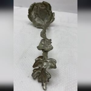 VINTAGE Seagull Pewter Signed Elegant Leaf Design Serving Spoon